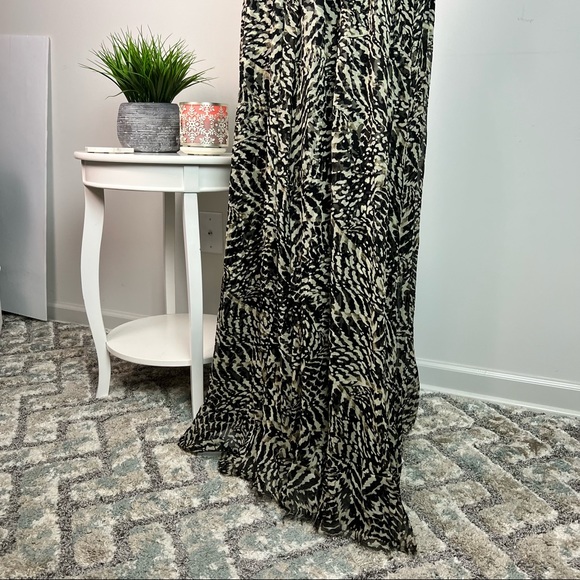 L'agence Womens Brown Abstract Printed Silk Sophie Flutter Maxi Dress Size M - Picture 4 of 14